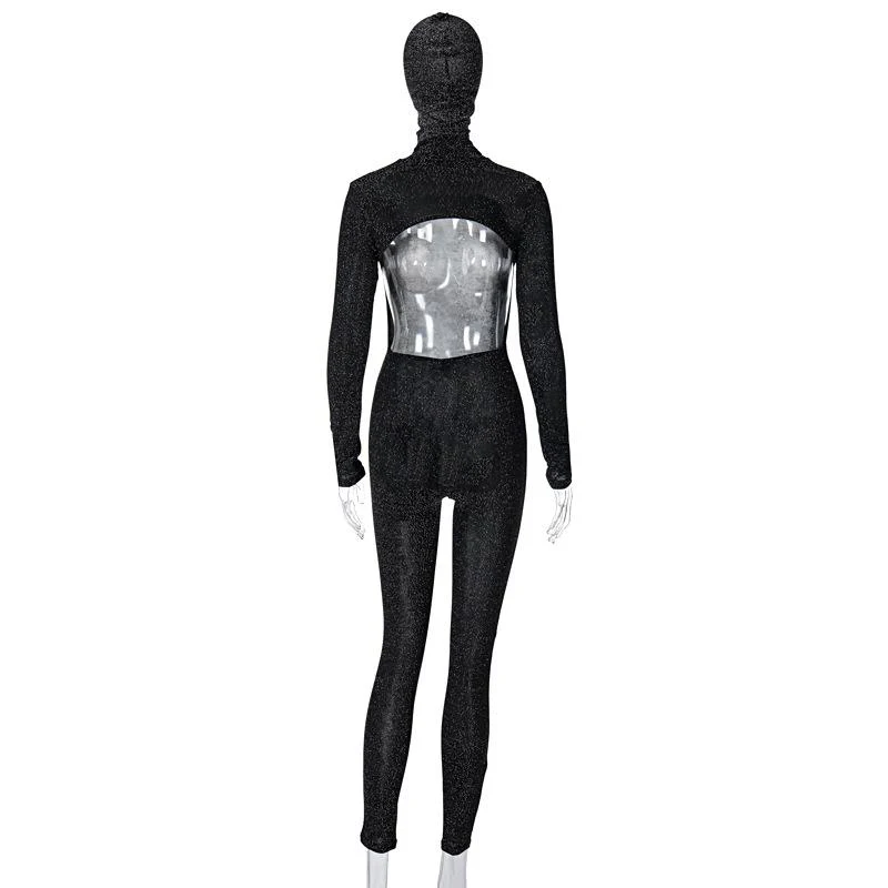 Long sleeve glitter hoodie hollow out jumpsuit - Image 5