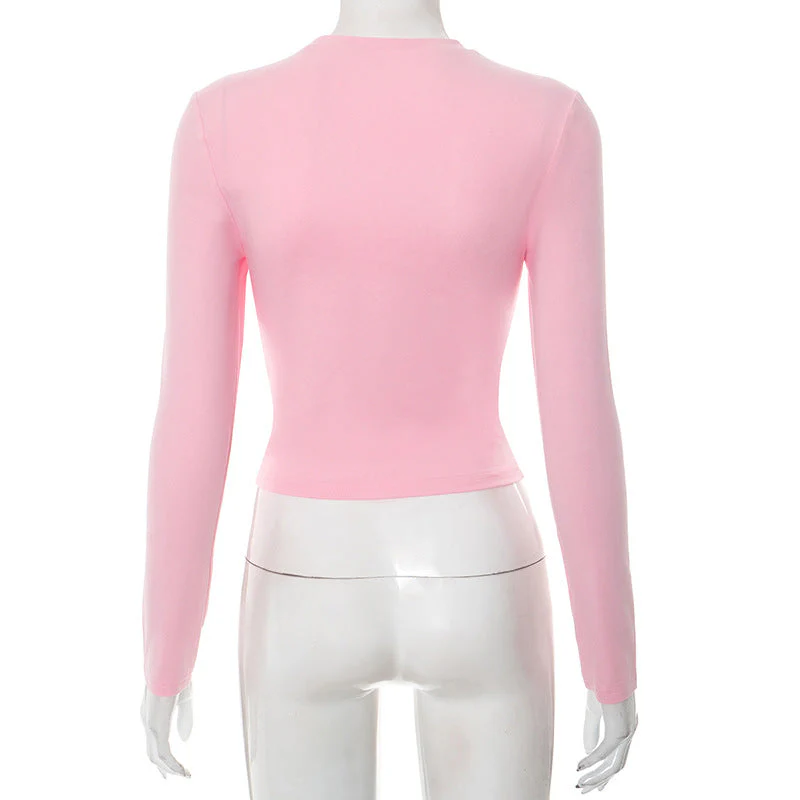 Long sleeve hollow out crewneck ruched top - Image 6