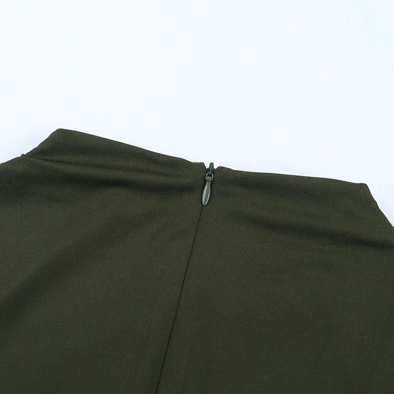 Long sleeve hollow out crewneck solid mini dress - Image 7