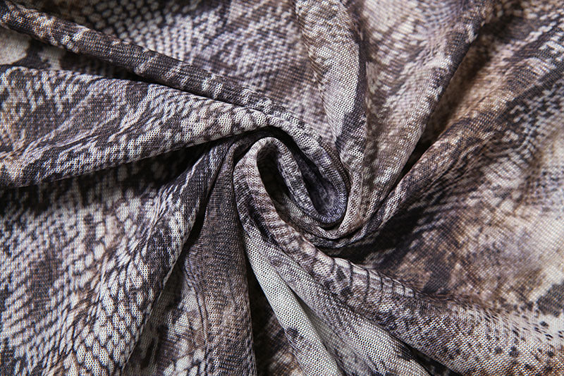 Long sleeve hollow out snakeskin print maxi dress - Image 7