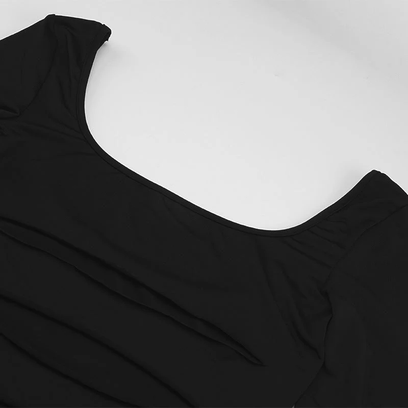 Long sleeve irregular hollow out ribbed mini dress - Image 5