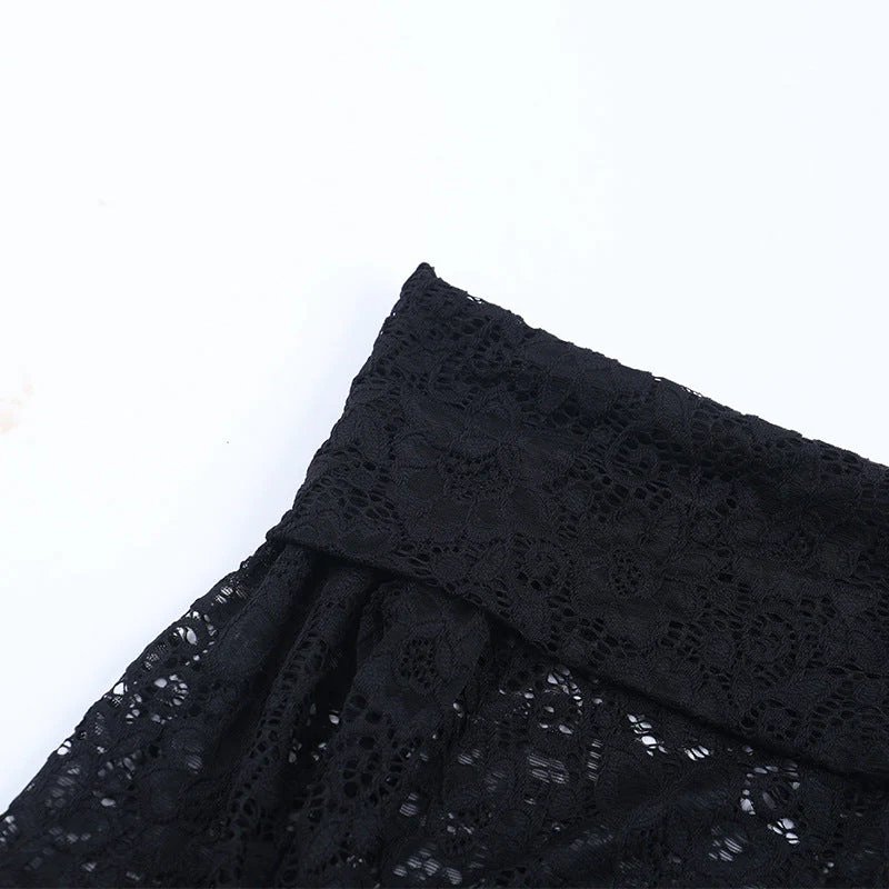 Long sleeve lace irregular off shoulder mini dress - Image 7