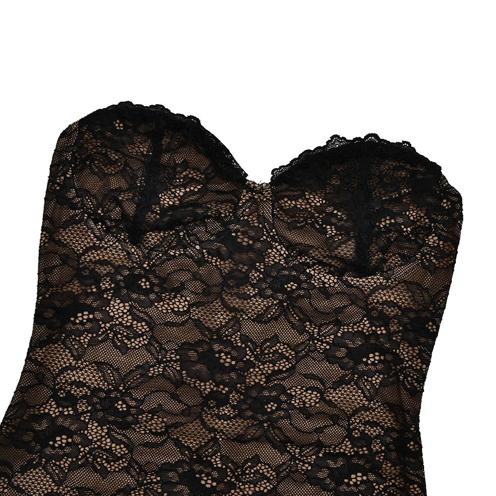 Long sleeve lace sweetheart neck 2 piece maxi dress - Image 6