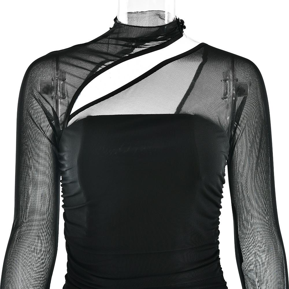 Long sleeve mesh ruched maxi dress - Image 8