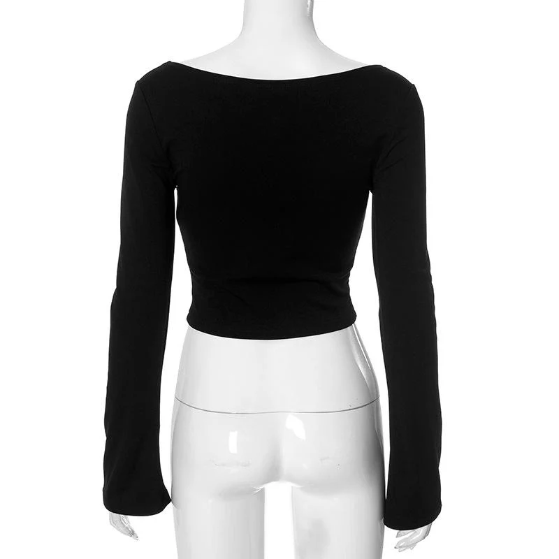 Long sleeve print lace up top - Image 5