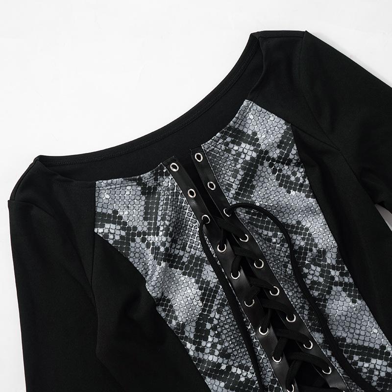 Long sleeve print lace up top - Image 6