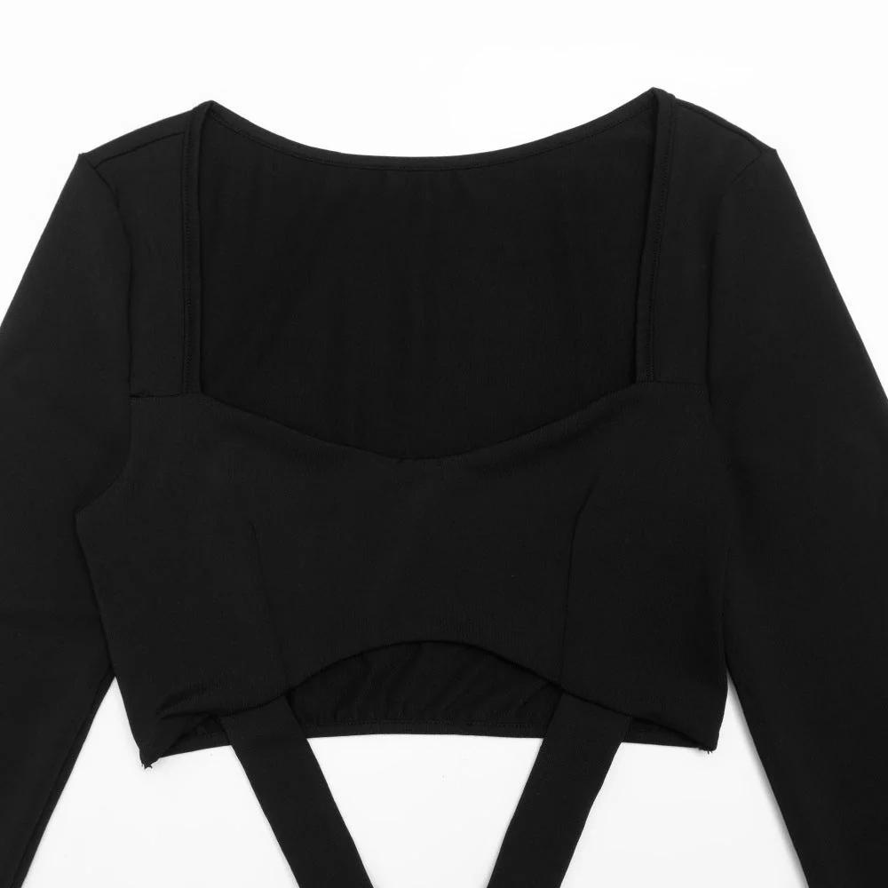 Long sleeve ruched hollow out mini dress - Image 7
