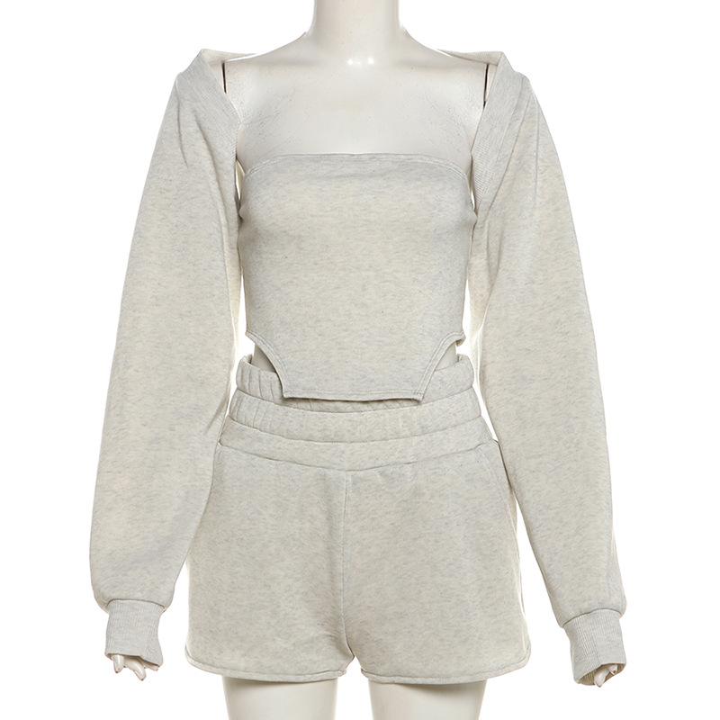 Long sleeve shrug short pant set - Image 3