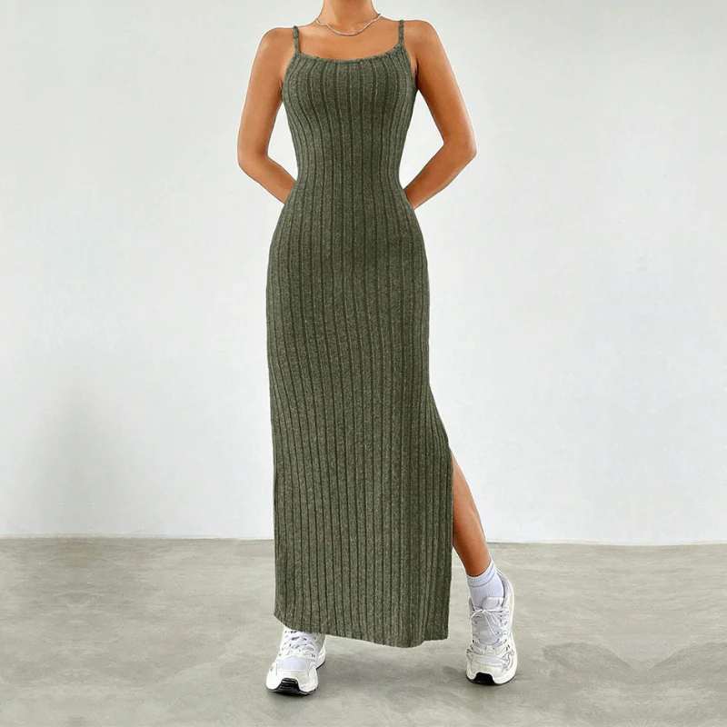 Long sleeve slit cami 2 piece maxi dress - Image 2