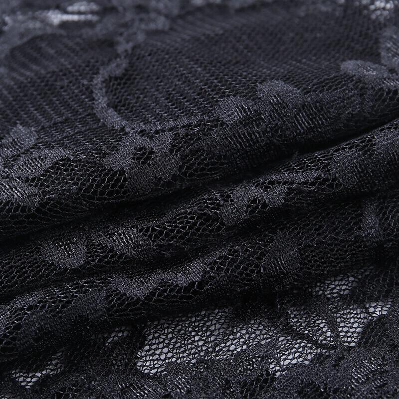 Long sleeve solid high neck metal button lace hem shrug top goth Alternative Darkwave Fashion goth Emo Darkwave Fashion - Image 10