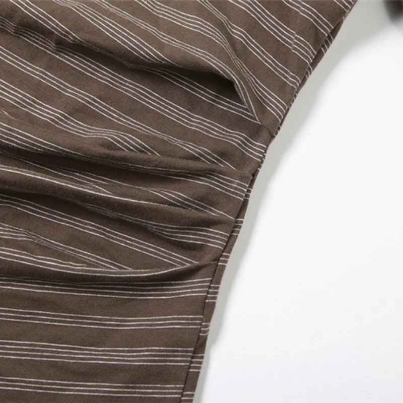 Long sleeve striped one shoulder ruched top - Image 6