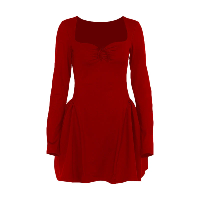 Long sleeve sweetheart neck bowknot mini dress - Image 2