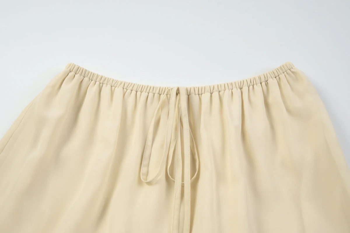 Long sleeve v neck button chiffon lace maxi skirt set - Image 10
