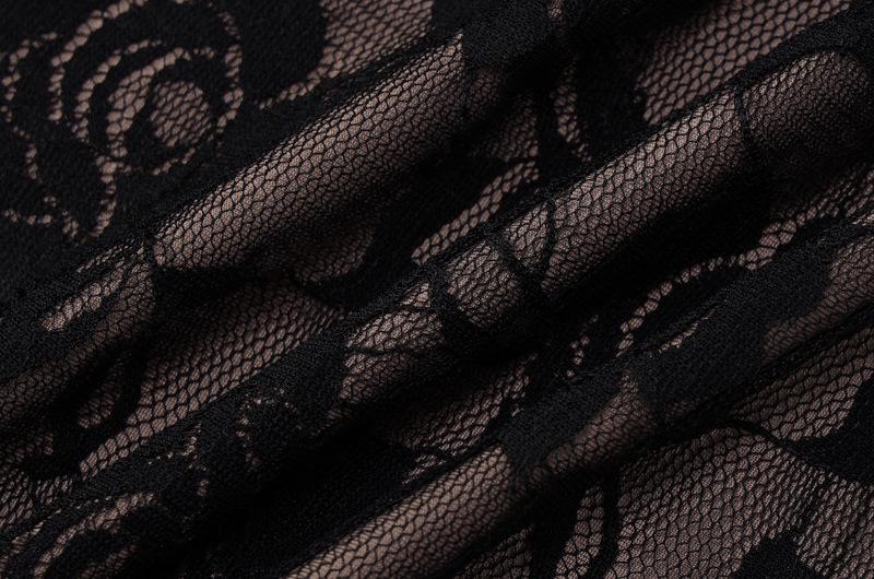 Long sleeve v neck lace contrast patchwork mini dress - Image 7