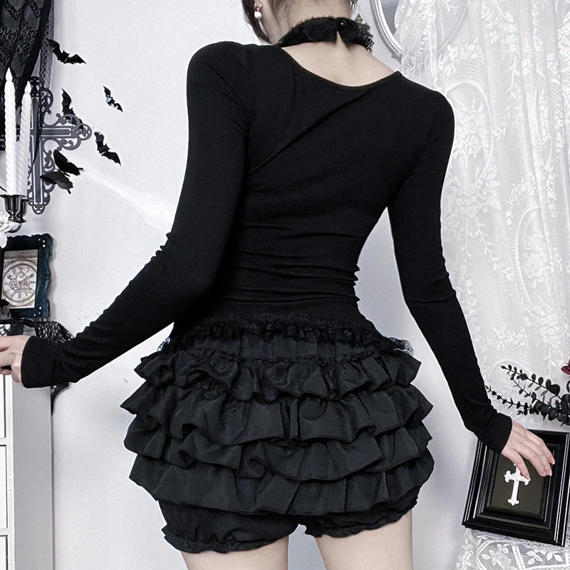Long sleeve v neck lace hem top - Image 5