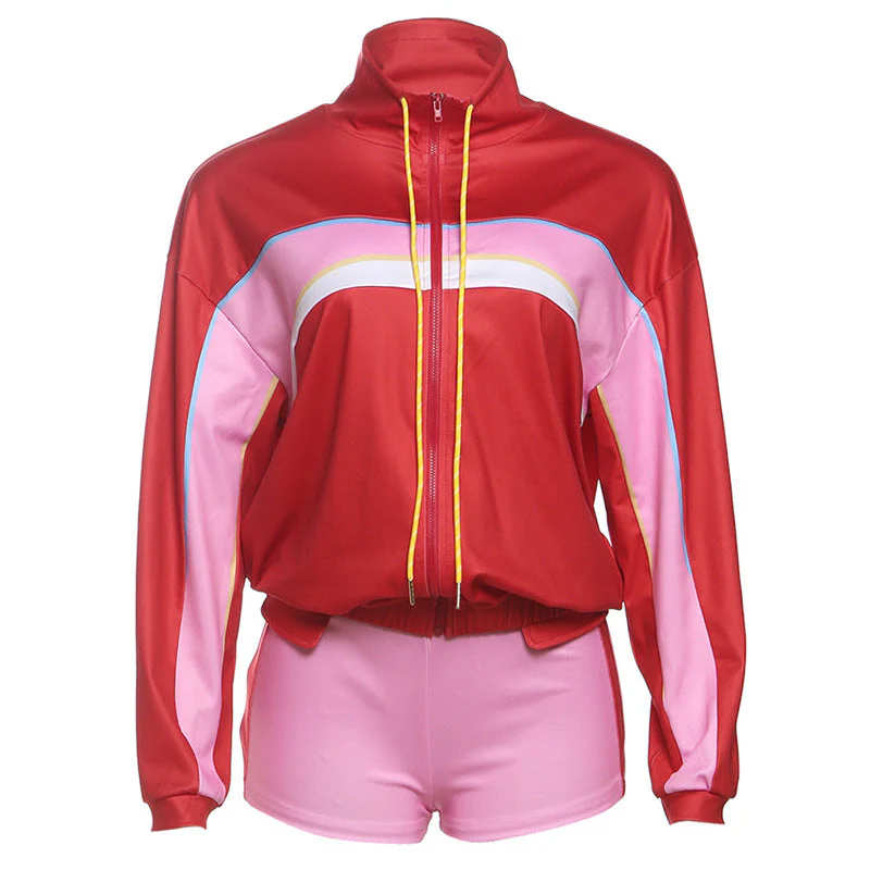 Long sleeve zip-up high neck low rise pant set