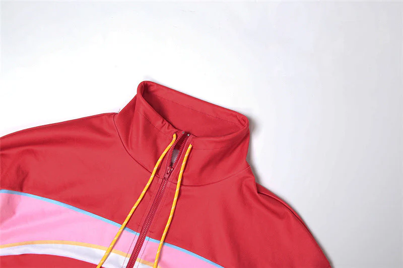 Long sleeve zip-up high neck low rise pant set - Image 5