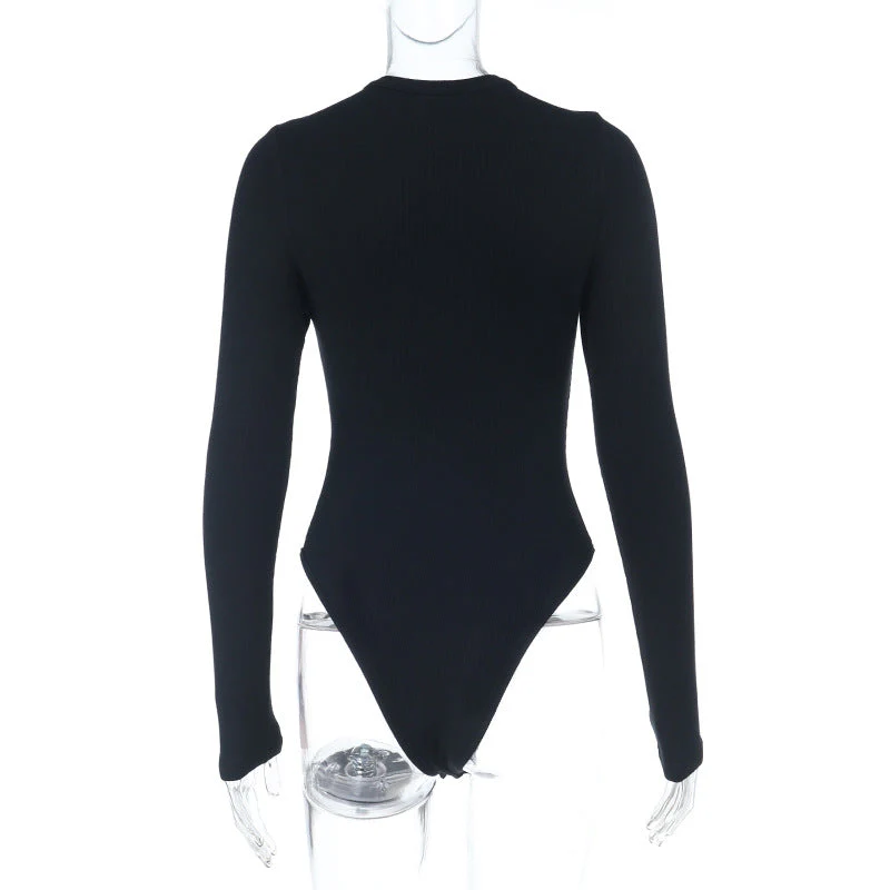 Long sleeve zip-up solid bodysuit - Image 5