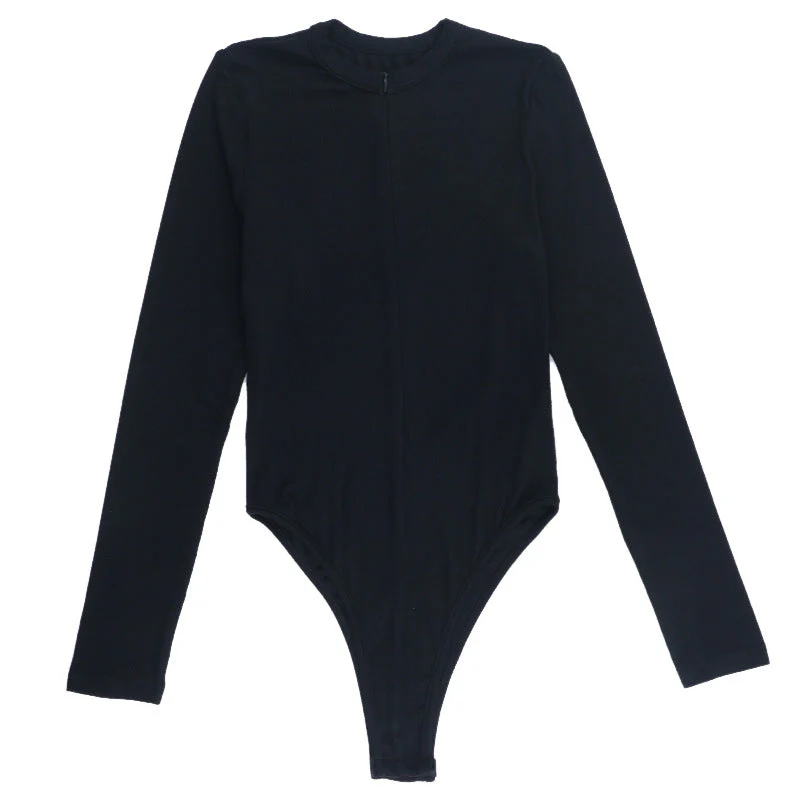 Long sleeve zip-up solid bodysuit - Image 8