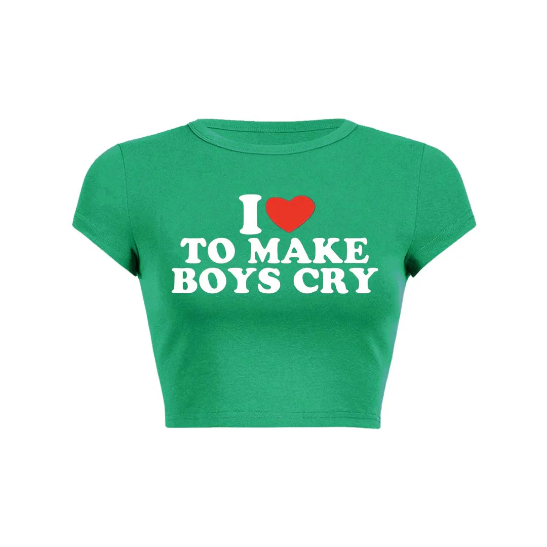 Love To Make Boys Cry Y2K Baby Tee Crop Top - Image 13