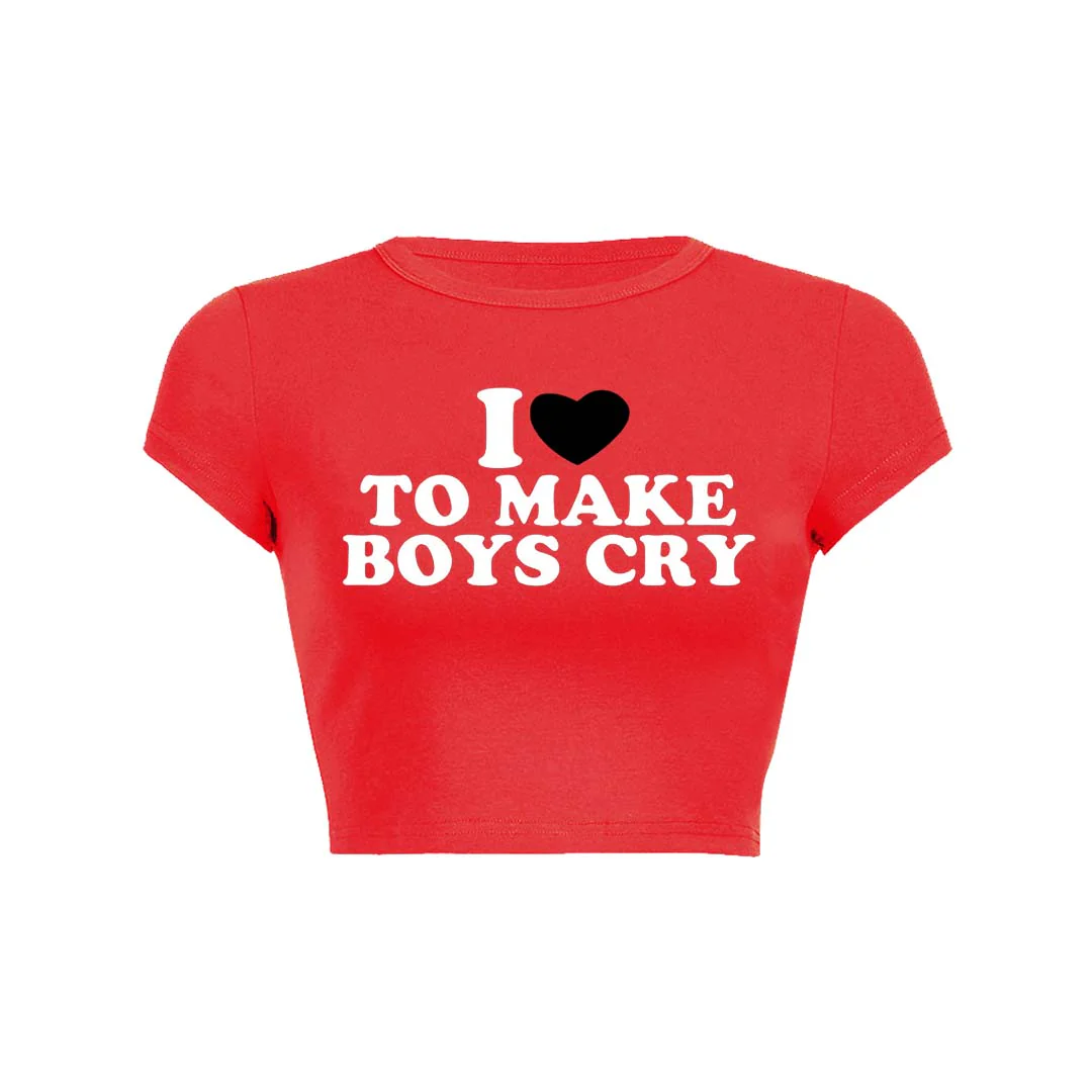 Love To Make Boys Cry Y2K Baby Tee Crop Top - Image 15