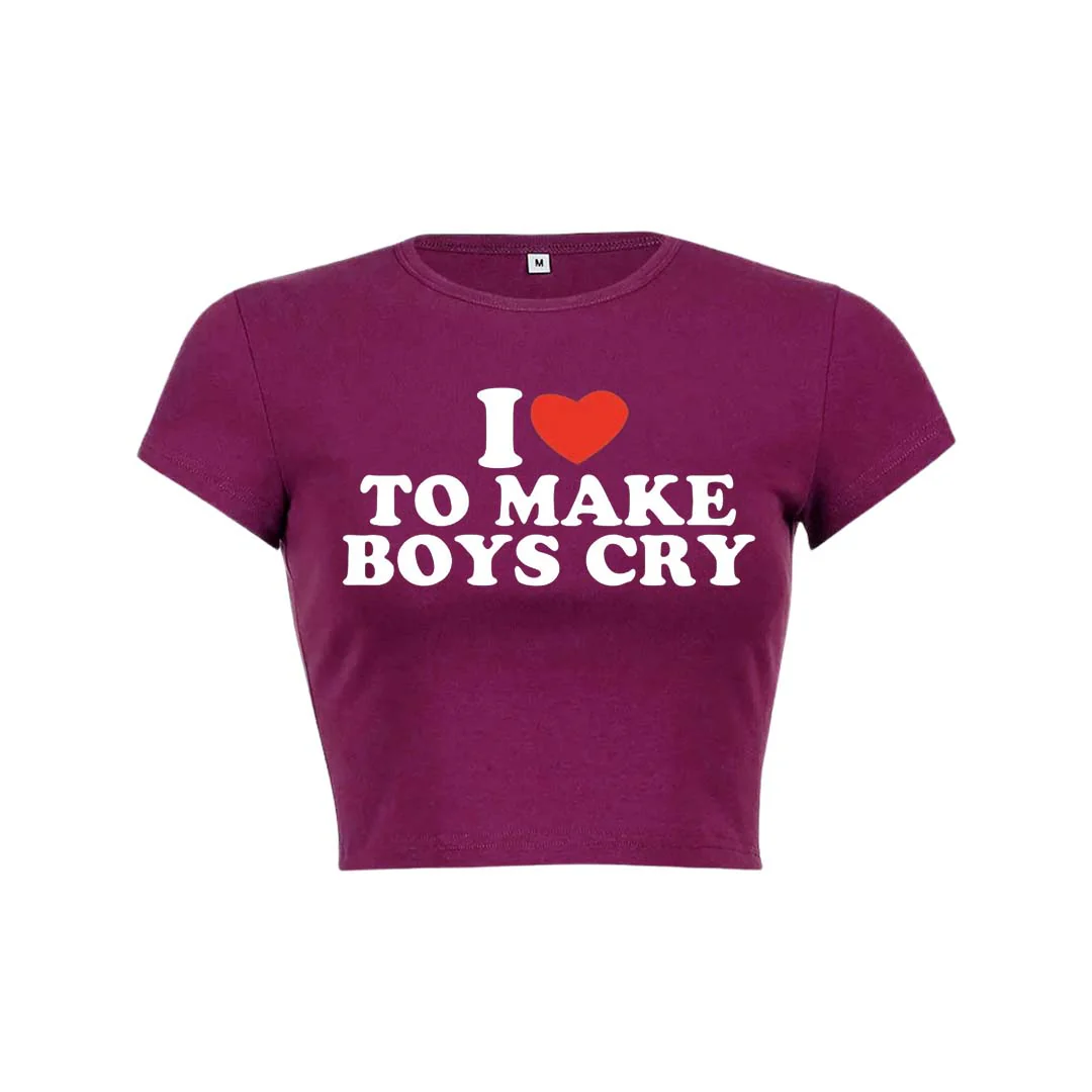 Love To Make Boys Cry Y2K Baby Tee Crop Top - Image 22