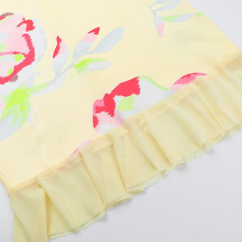 Mesh flower print sweetheart neck tube mini dress - Image 6