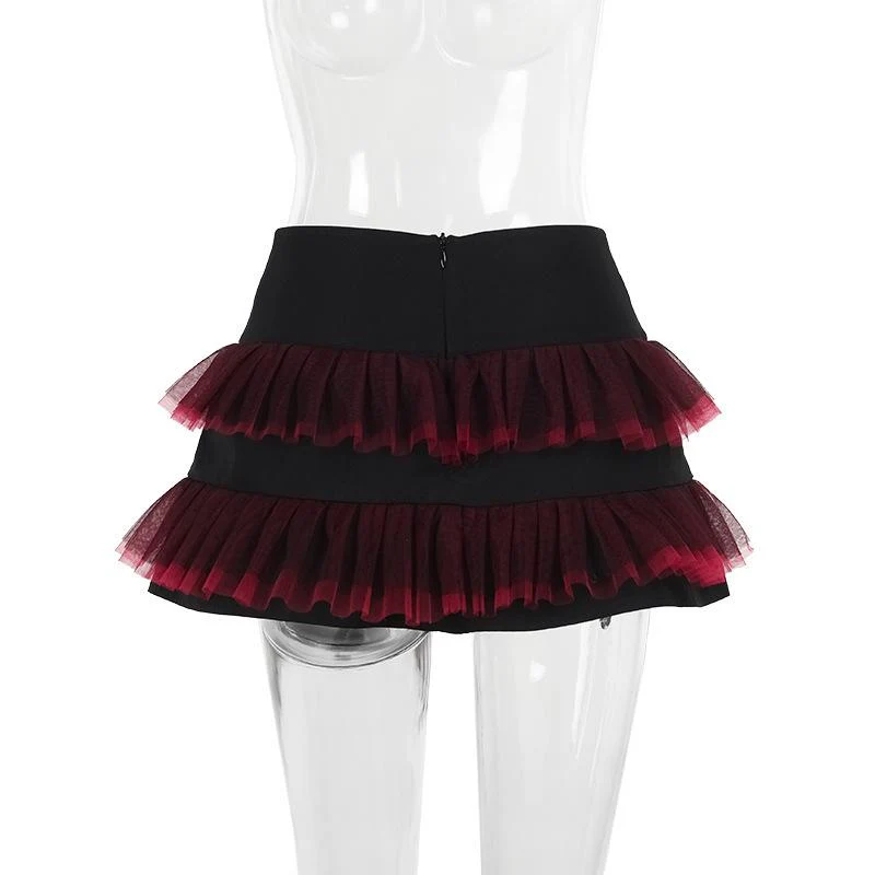 Mesh garter belt ruffle zip-up mini skirt - Image 6
