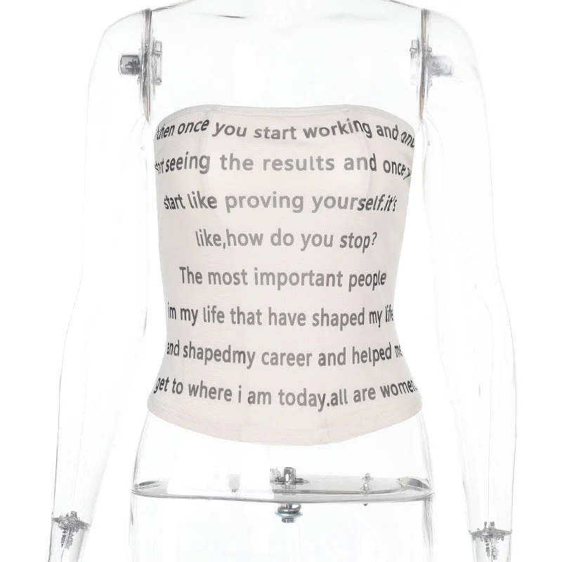 Mesh letter print contrast tube top - Image 2
