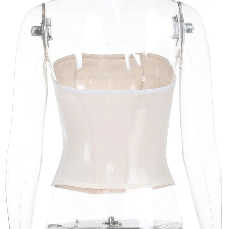 Mesh letter print contrast tube top - Image 4