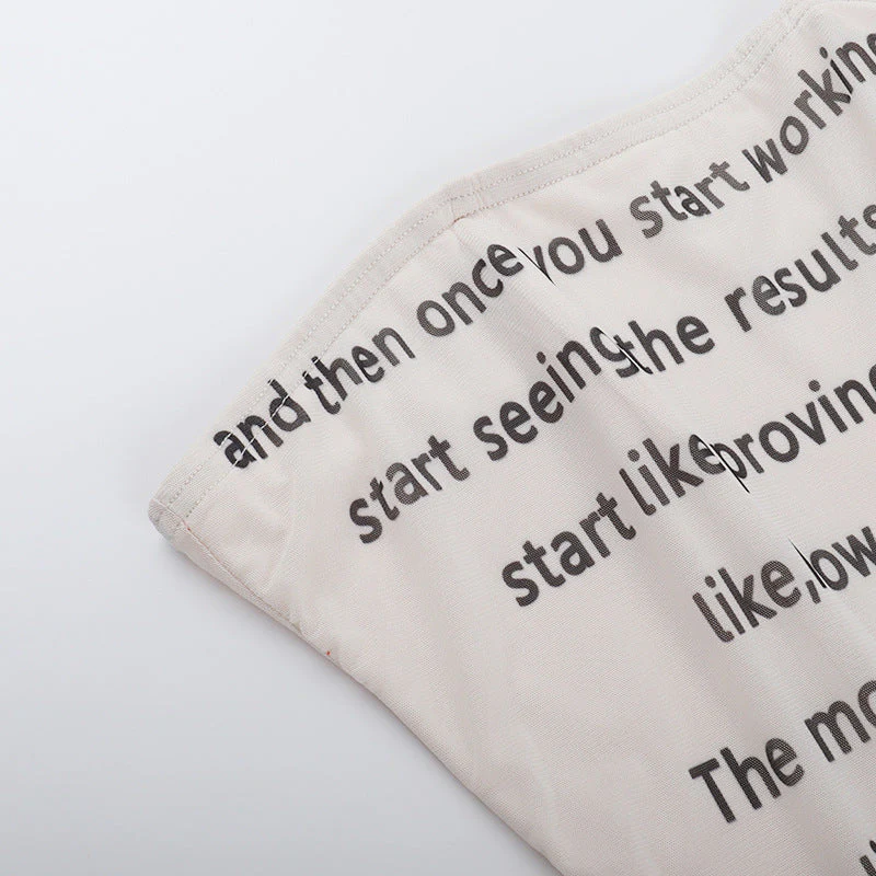 Mesh letter print contrast tube top - Image 5