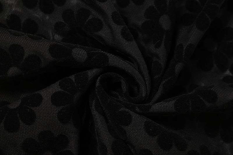 Mesh see through floral embroidery O ring hollow out halter maxi dress - Image 10