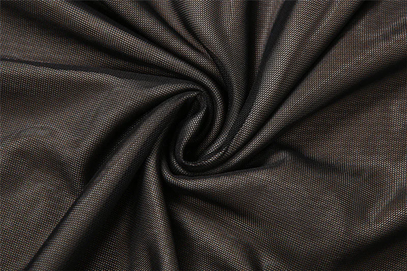 Mesh v neck PU leather spaghetti strap maxi dress - Image 7