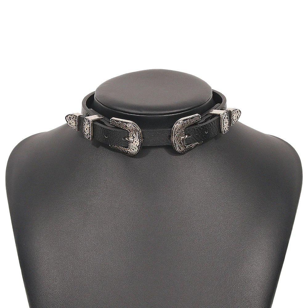 Metal button PU choker necklace - Image 7