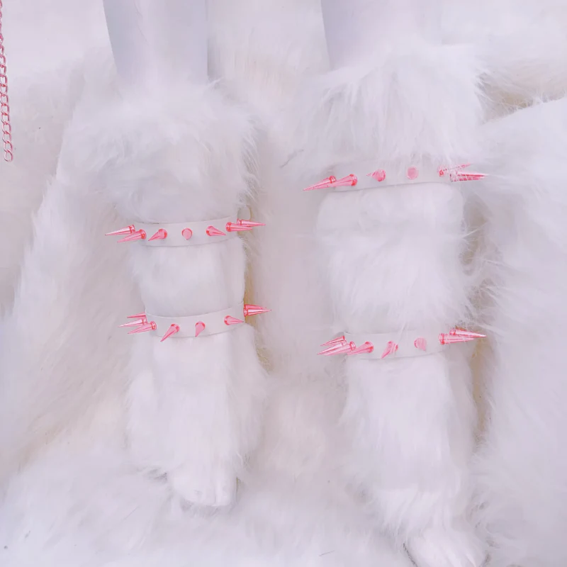 Metal chain fluffy bone applique long sleeve mini skirt set - Image 3