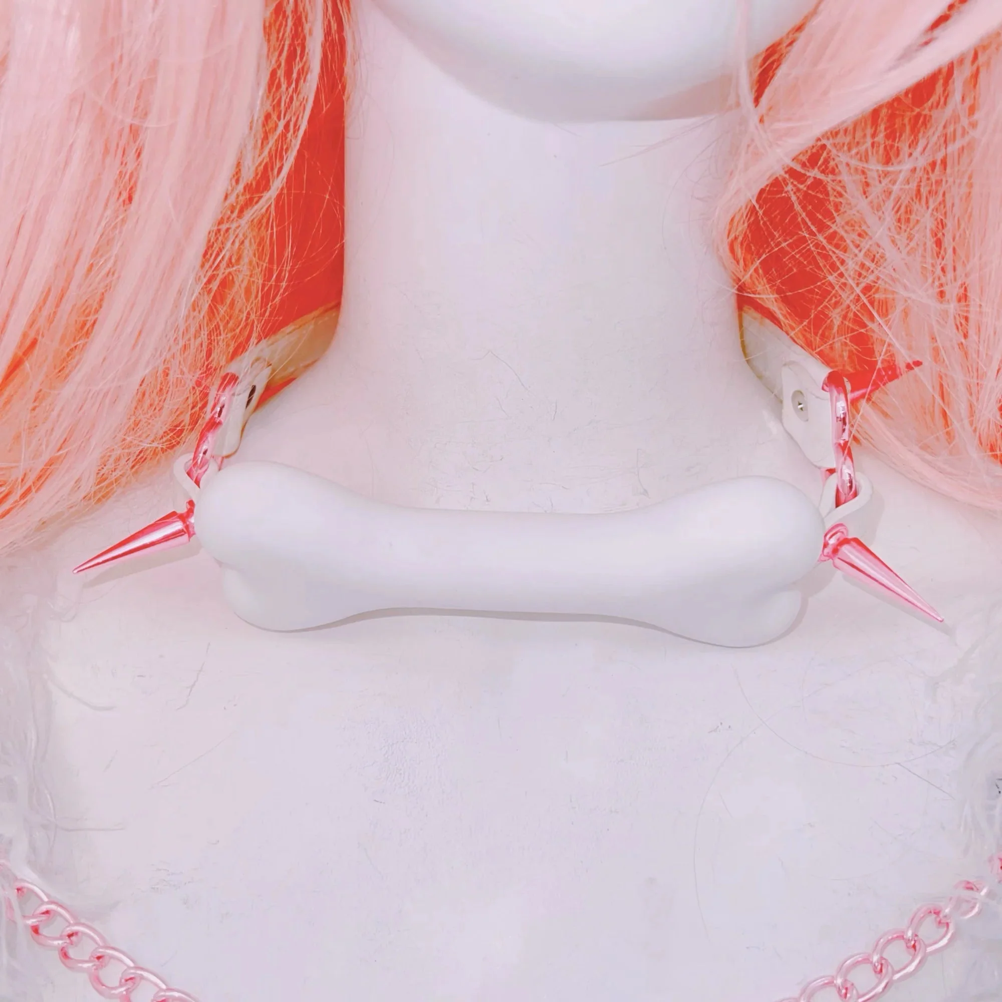 Metal chain fluffy bone applique long sleeve mini skirt set - Image 4