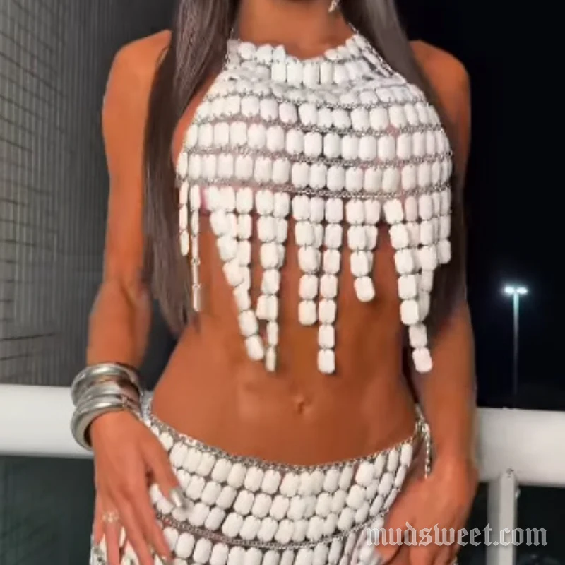 Metal chain halter hollow out irregular top - Image 5