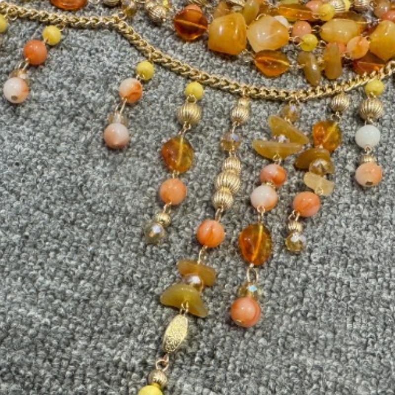 Metal chain hollow out halter beaded cami top - Image 3