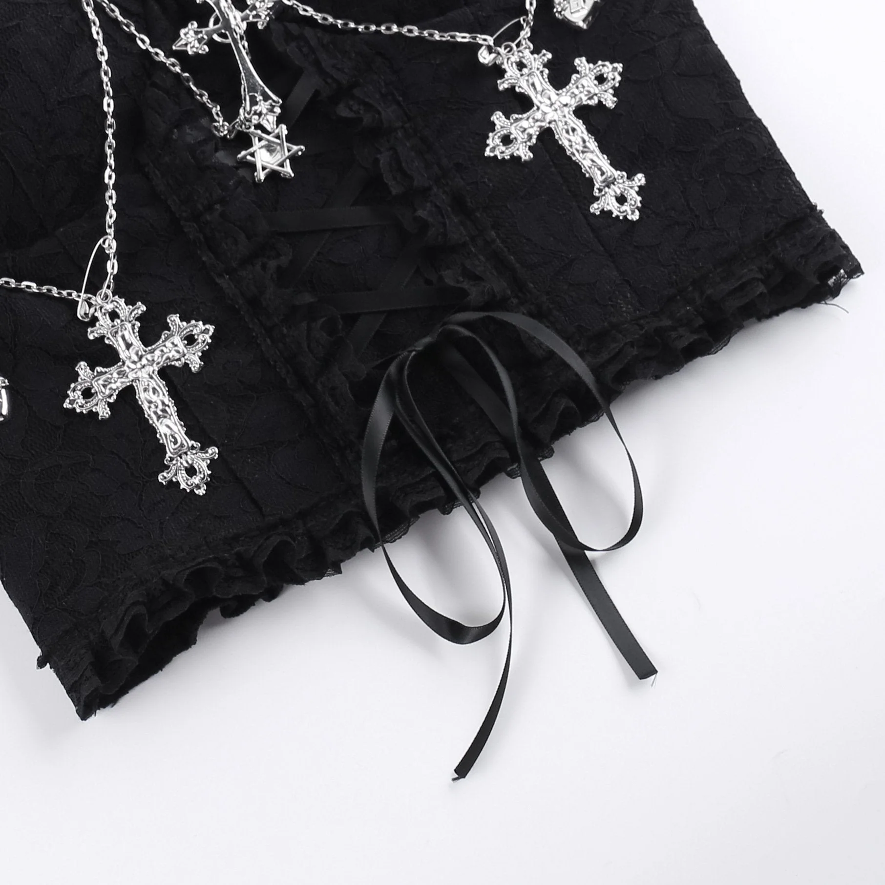 Metal chain lace up sweetheart neck tube top - Image 11