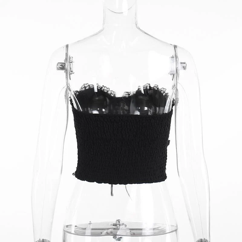 Metal chain lace up sweetheart neck tube top - Image 9