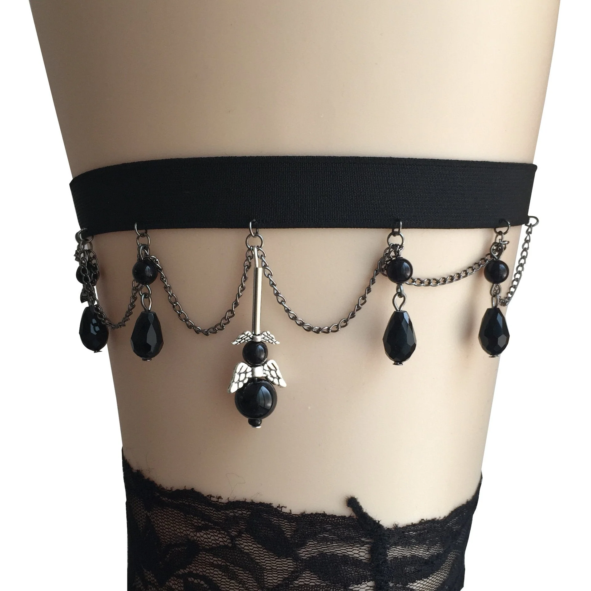 Metal chain layered pendant thigh band - Image 2