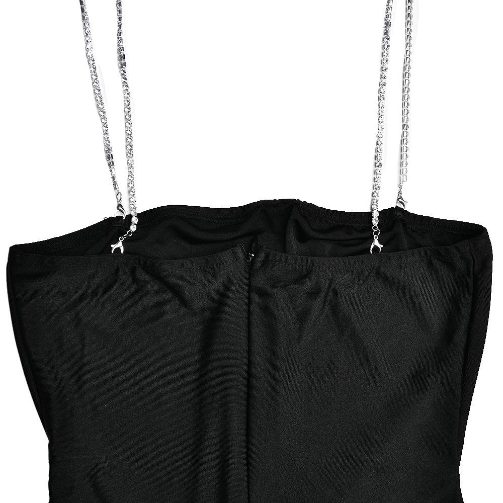 Metal chain square neck slit solid knotted maxi dress - Image 6