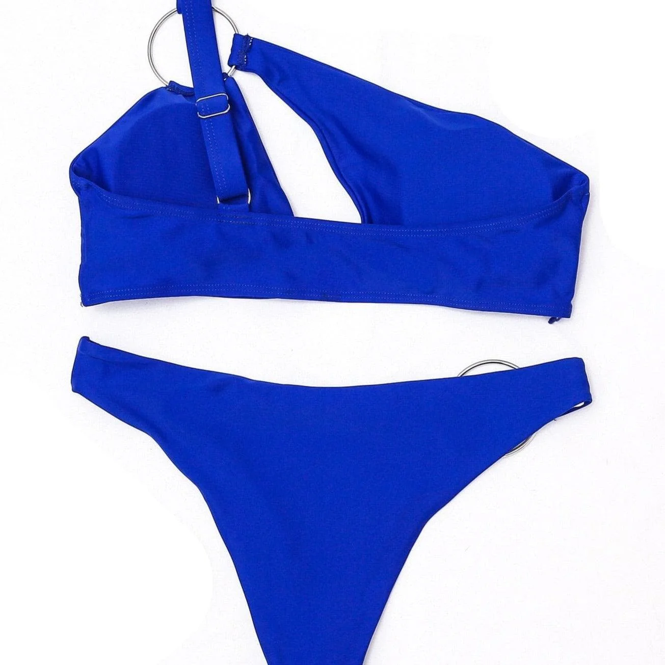Metal ring hollow out one shoulder bikini - Image 2