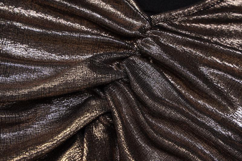 Metallic cowl neck ruched halter backless maxi dress - Image 6