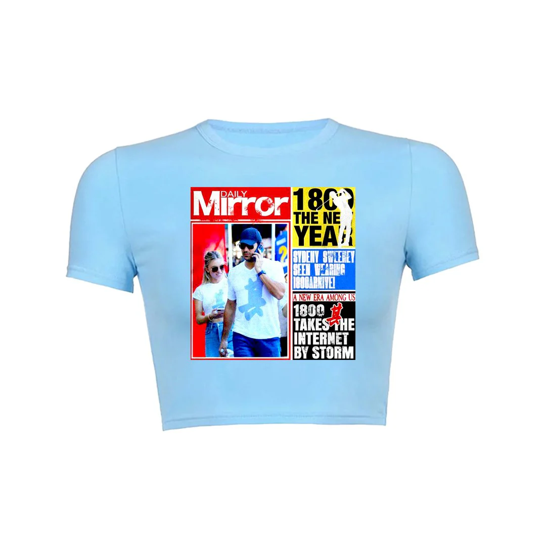 Mirror Headlines Crop Top Baby Tee - Image 6