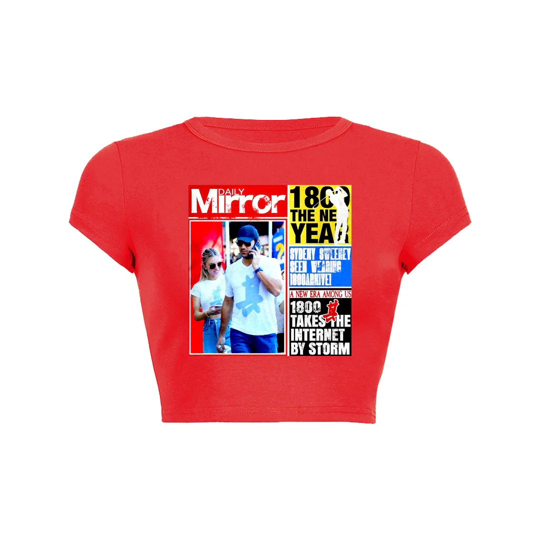 Mirror Headlines Crop Top Baby Tee - Image 8