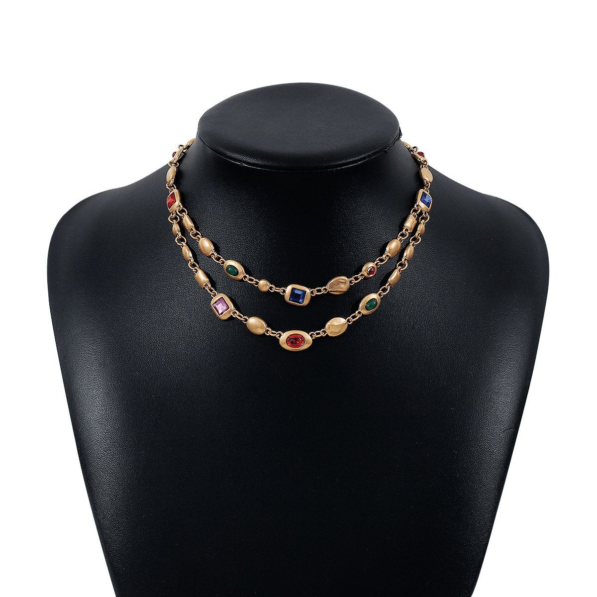 Multicolor rhinestone layered choker necklace - Image 4