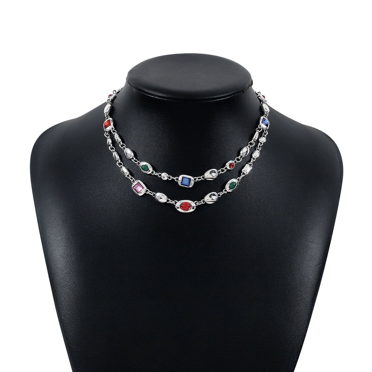 Multicolor rhinestone layered choker necklace - Image 5