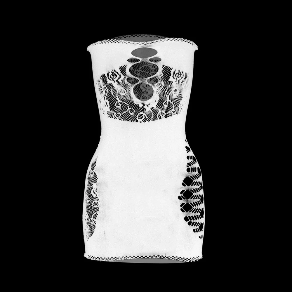 Net hollow out solid tube mini dress - Image 11