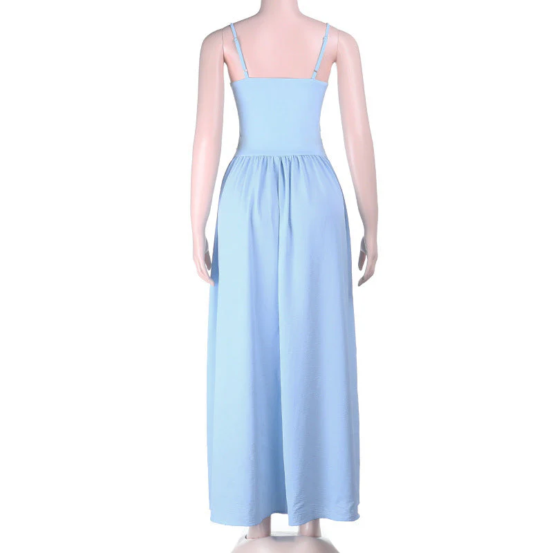 O ring hollow out ruched backless cami maxi dress - Image 4